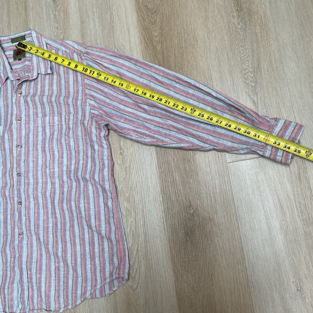 Vintage Boston Traders Limited Edition Linen Cotton Blend Mens L Striped Shirt - Picture 6 of 7